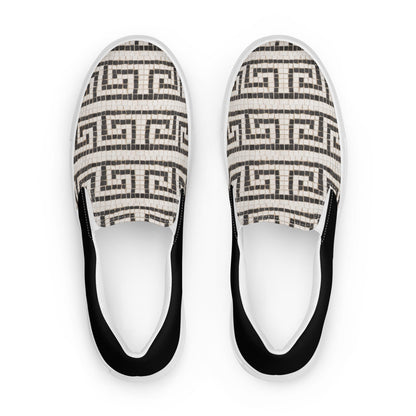 Grecian Tiles - Men’s slip-on canvas shoes