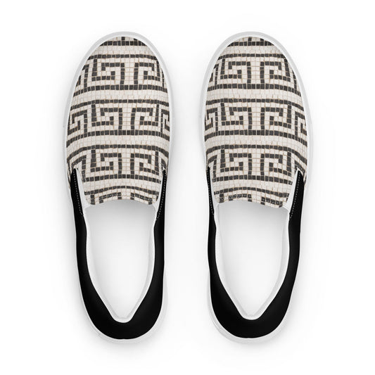 Grecian Tiles - Men’s slip-on canvas shoes