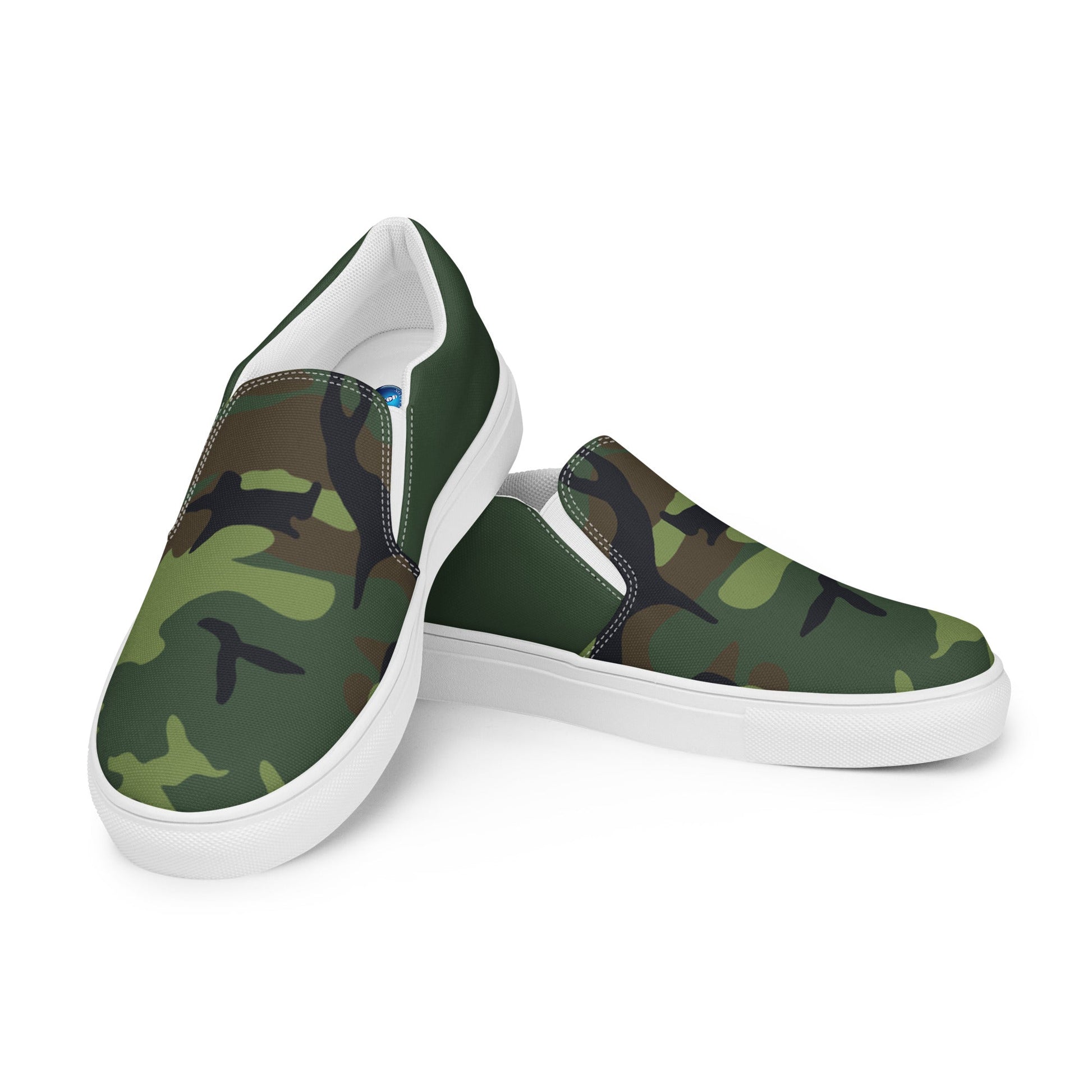 Green Camo men's slip-on canvas shoes