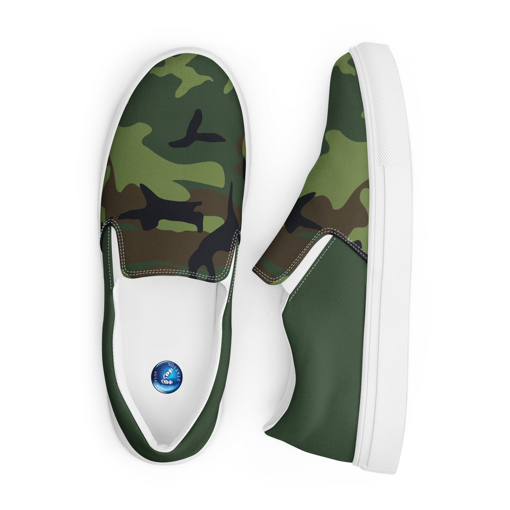 Green Camo men's slip-on canvas shoes