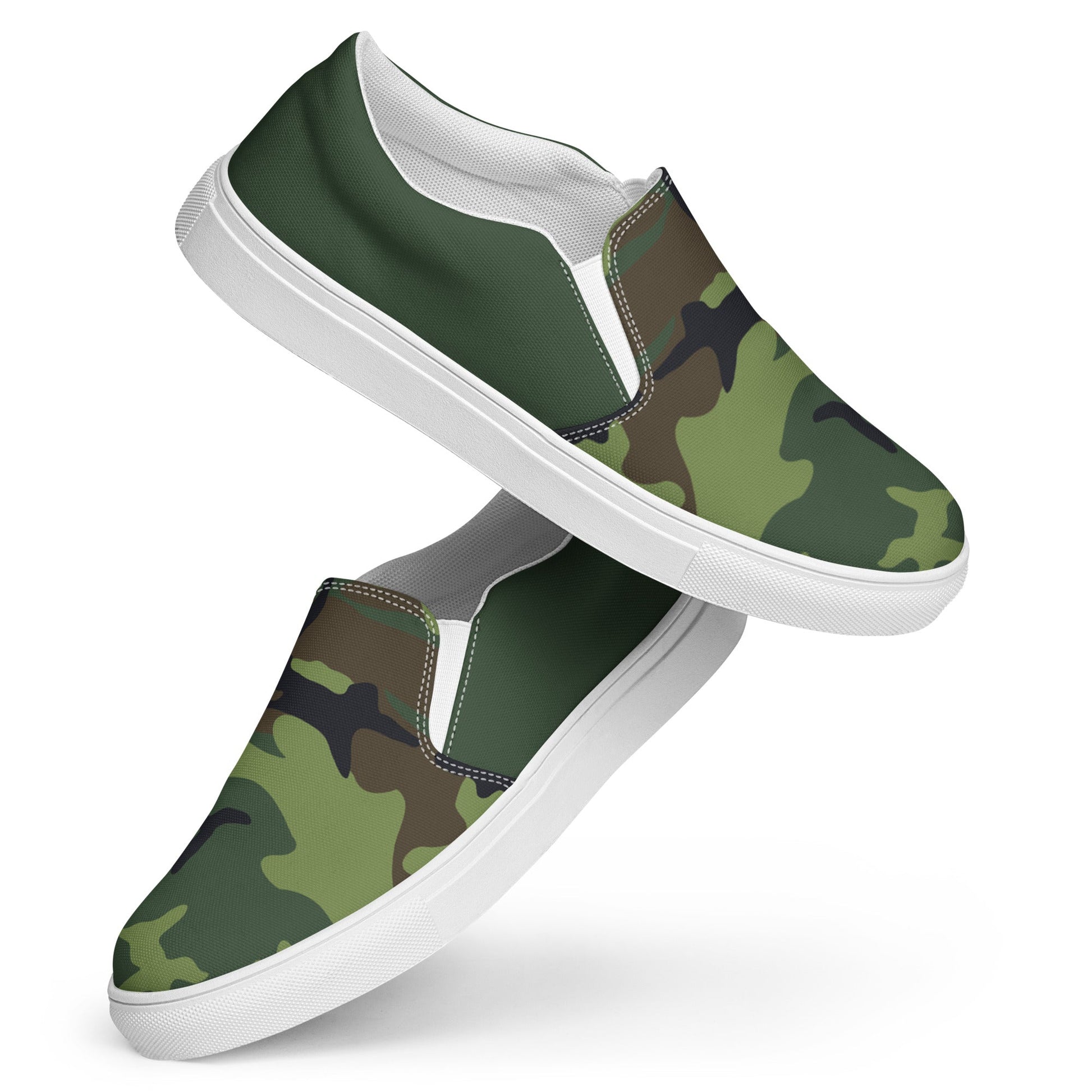 Green Camo men's slip-on canvas shoes