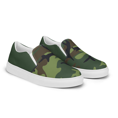 Green Camo men's slip-on canvas shoes