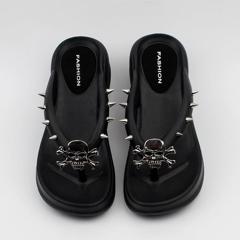 Halloween Skulls - Women's Platform Wedge Flip Flops