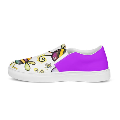 Happy Bees women's slip-on canvas shoes