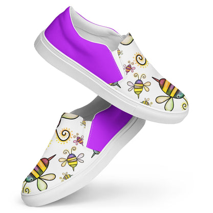 Happy Bees women's slip-on canvas shoes