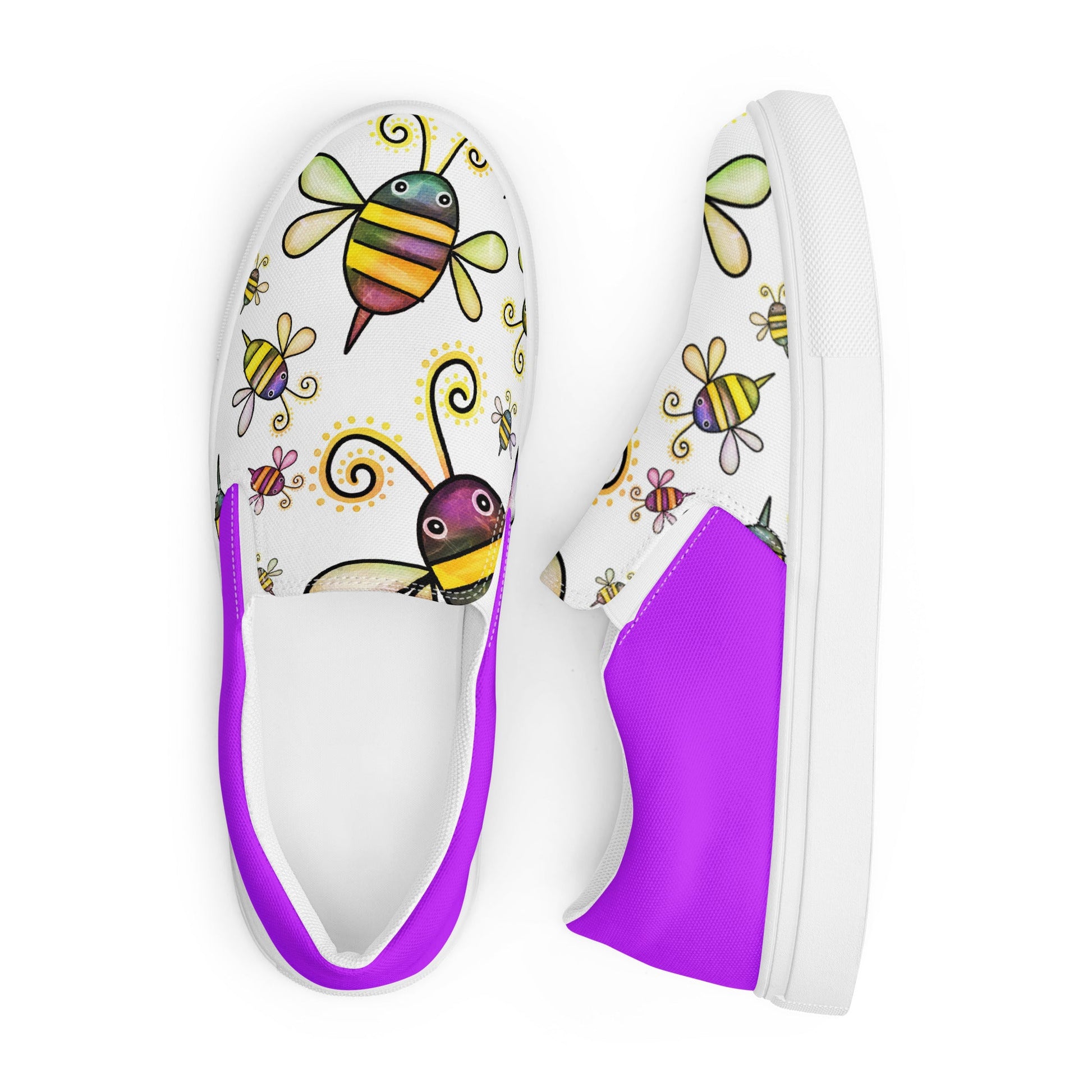 Happy Bees women's slip-on canvas shoes