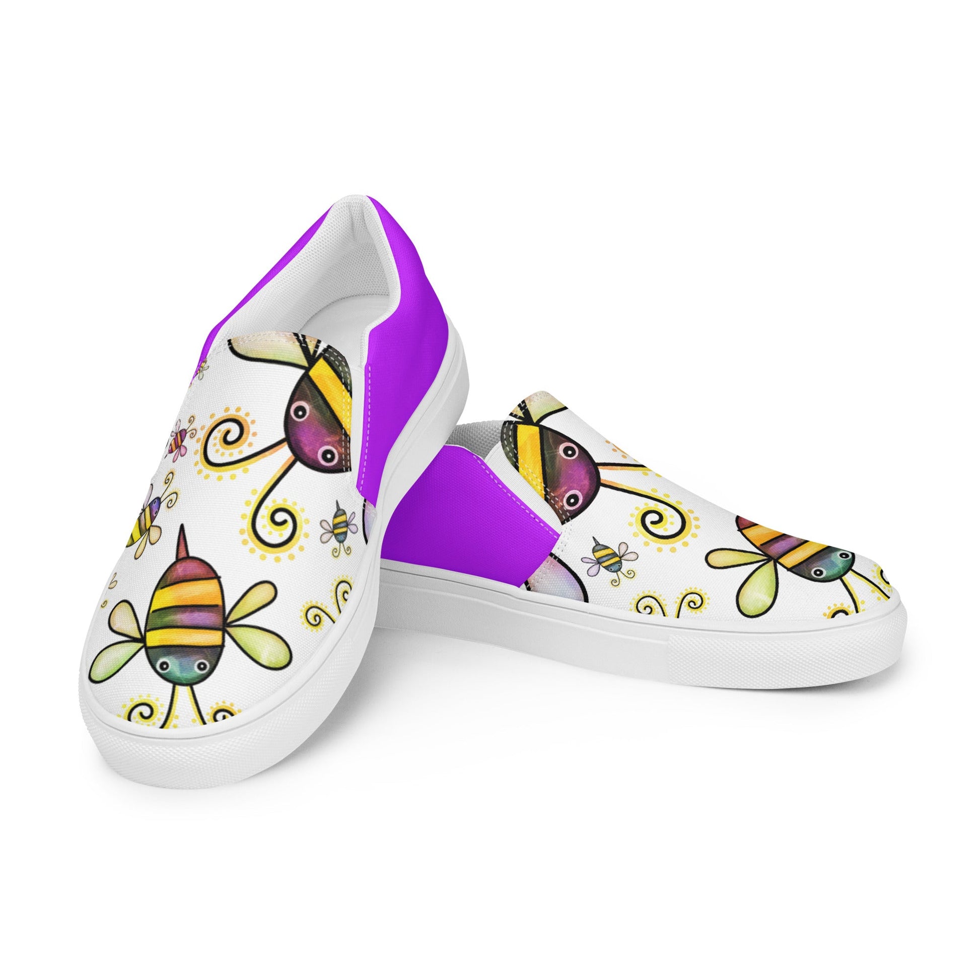 Happy Bees women's slip-on canvas shoes