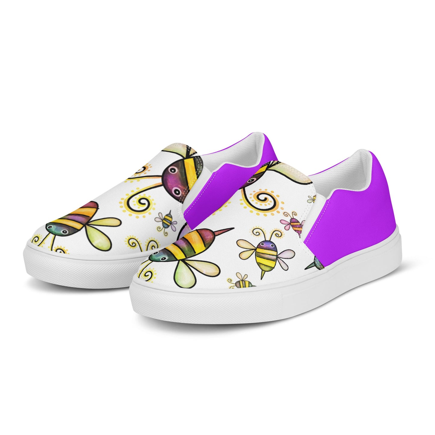 Happy Bees women's slip-on canvas shoes