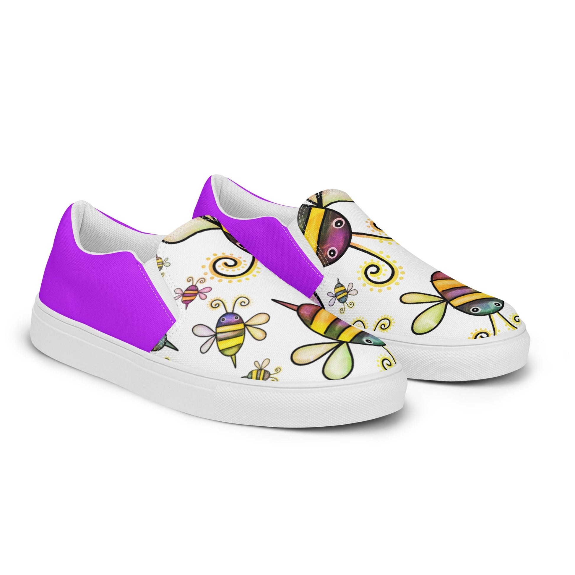 Happy Bees women's slip-on canvas shoes