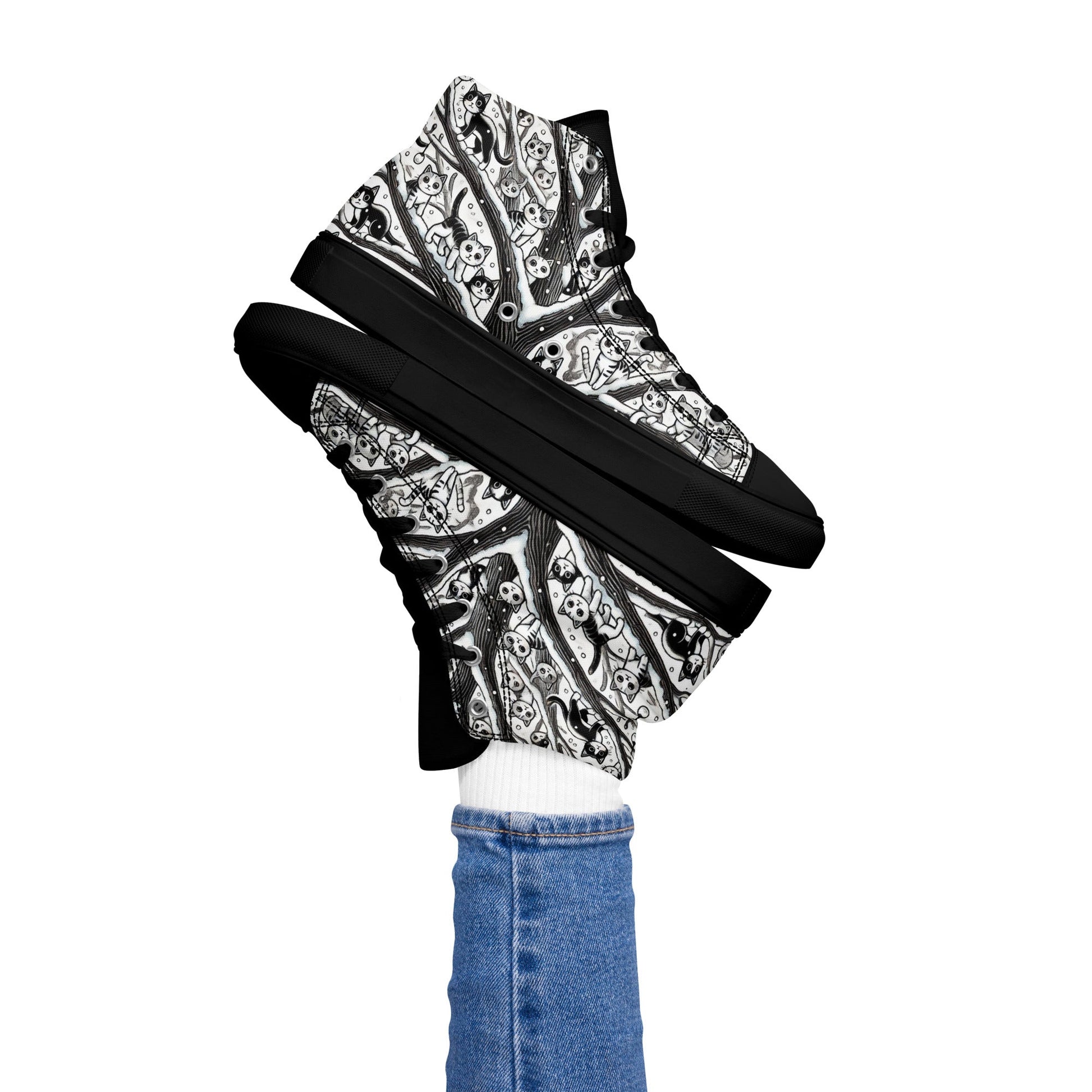 Hidden Cats - Women's High Top Canvas Sneakers Design