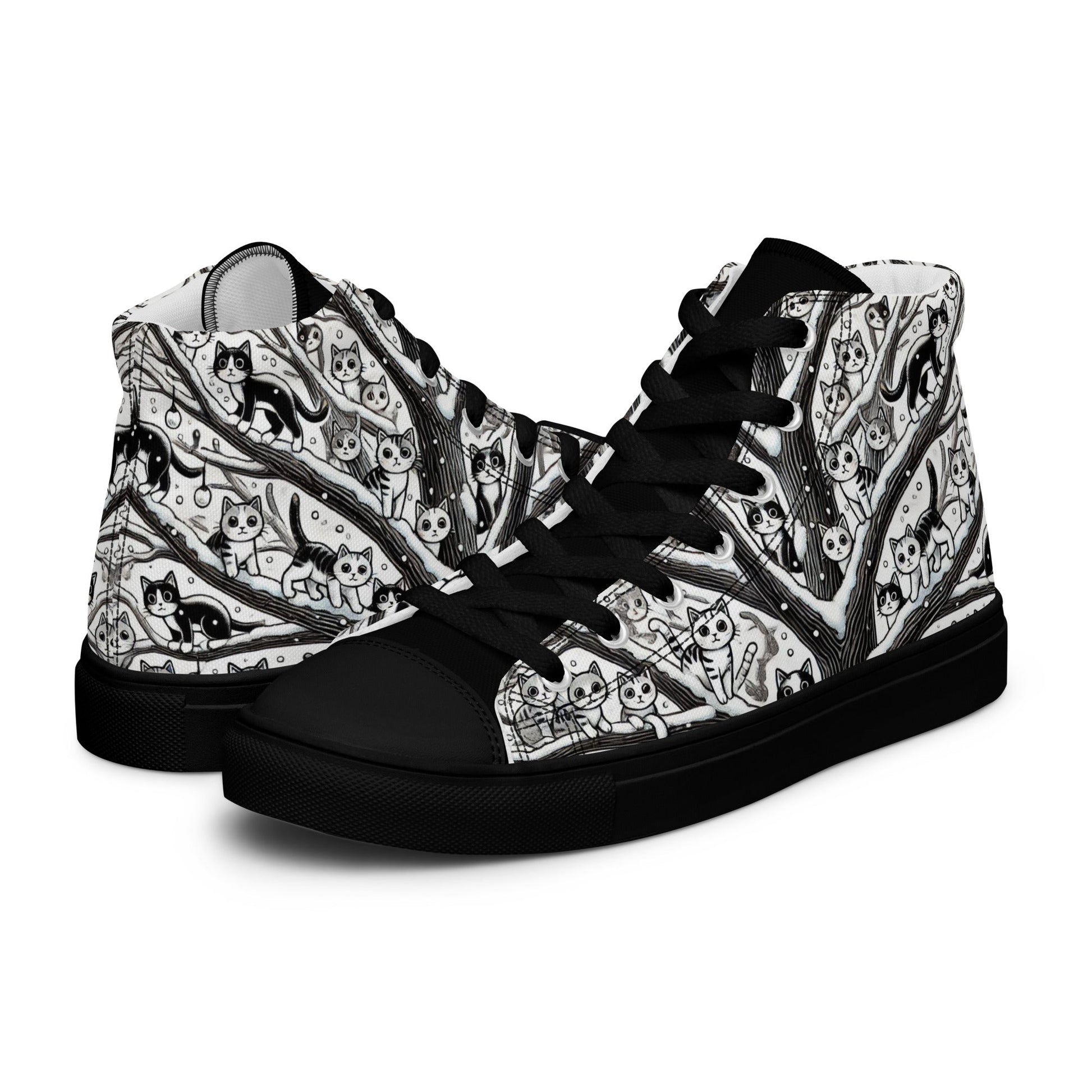 Hidden Cats - Women's High Top Canvas Sneakers Design