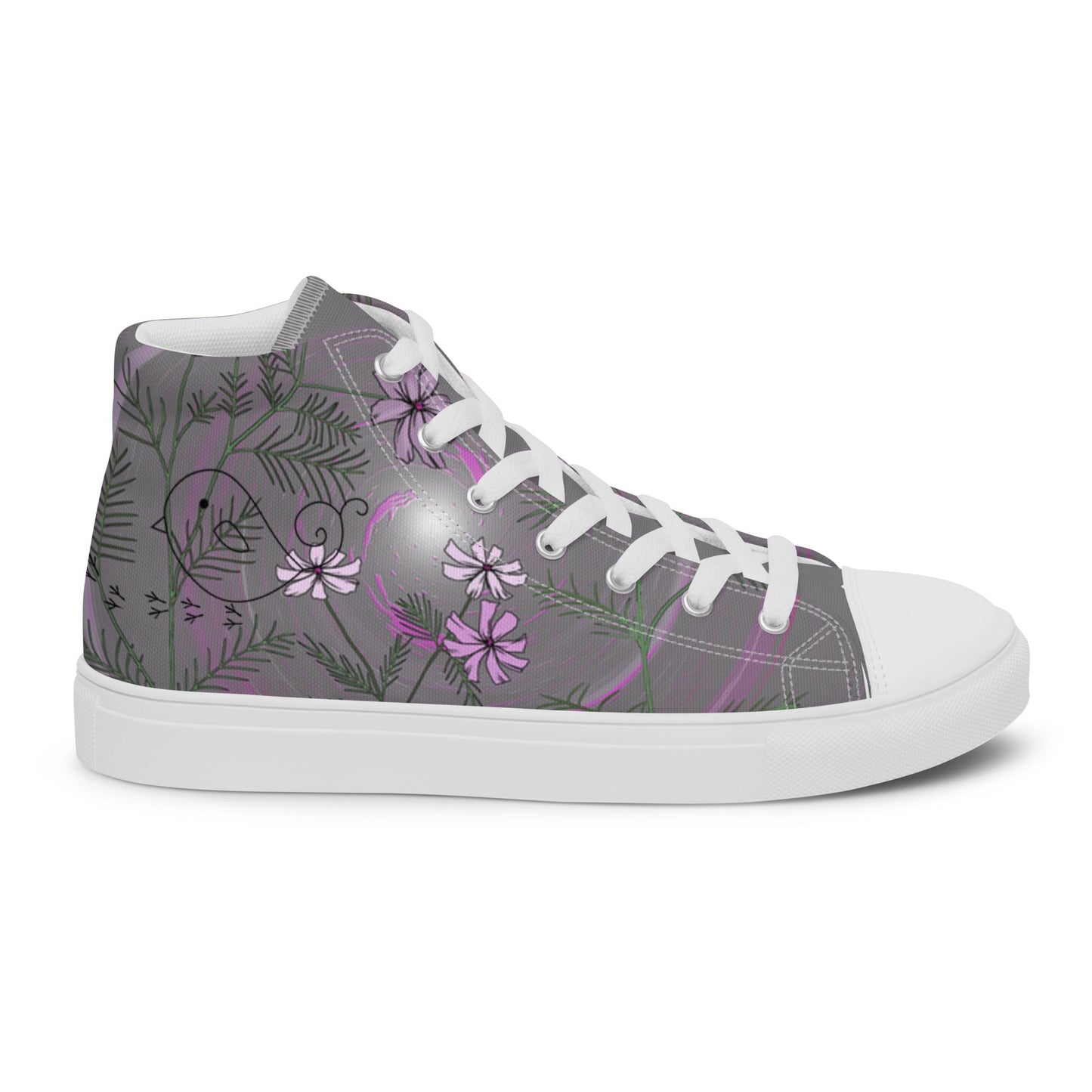 Hidden Love Birds high top canvas shoes