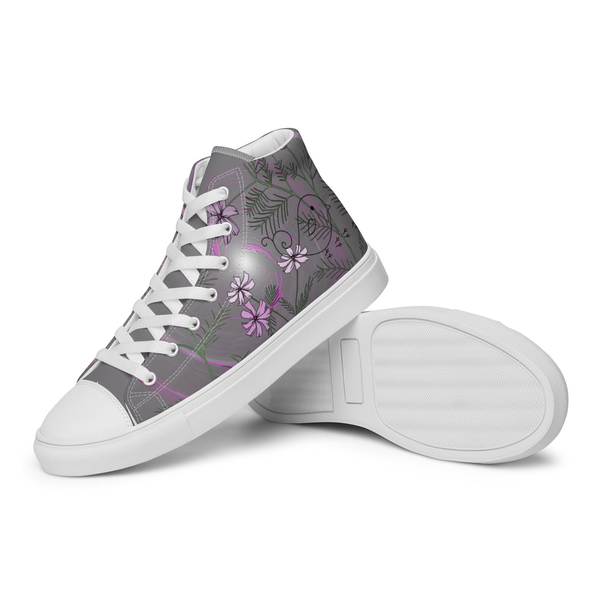 Hidden Love Birds high top canvas shoes