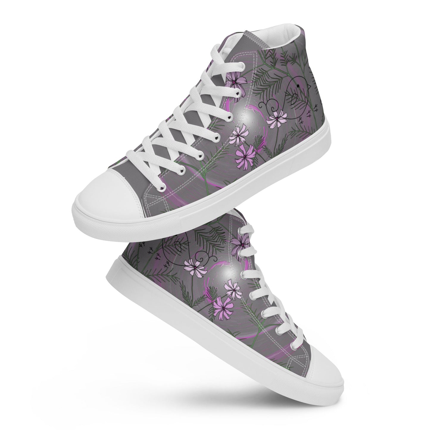 Hidden Love Birds high top canvas shoes