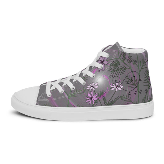 Hidden Love Birds high top canvas shoes