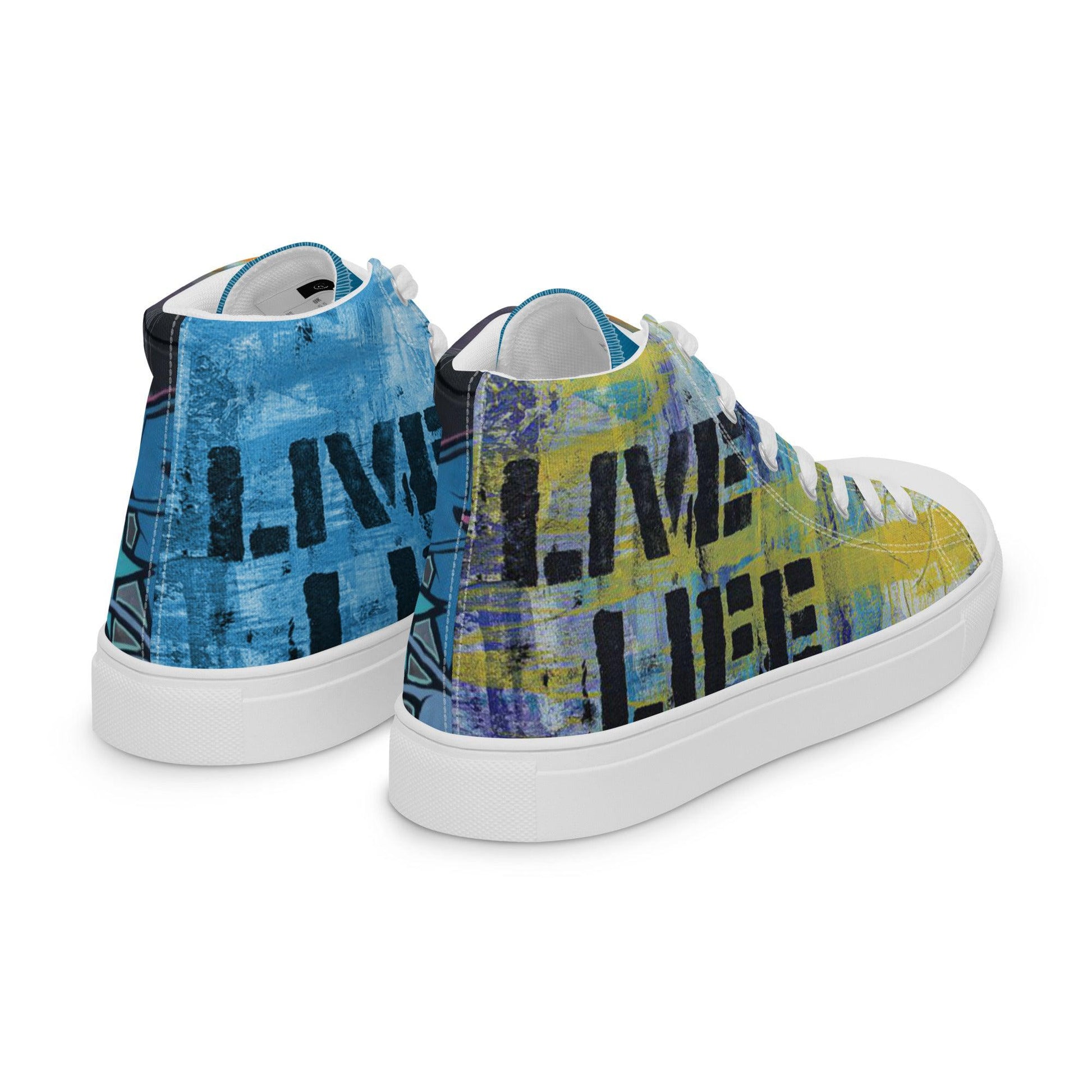 Live Life Graffiti high top canvas shoes -UNISEX