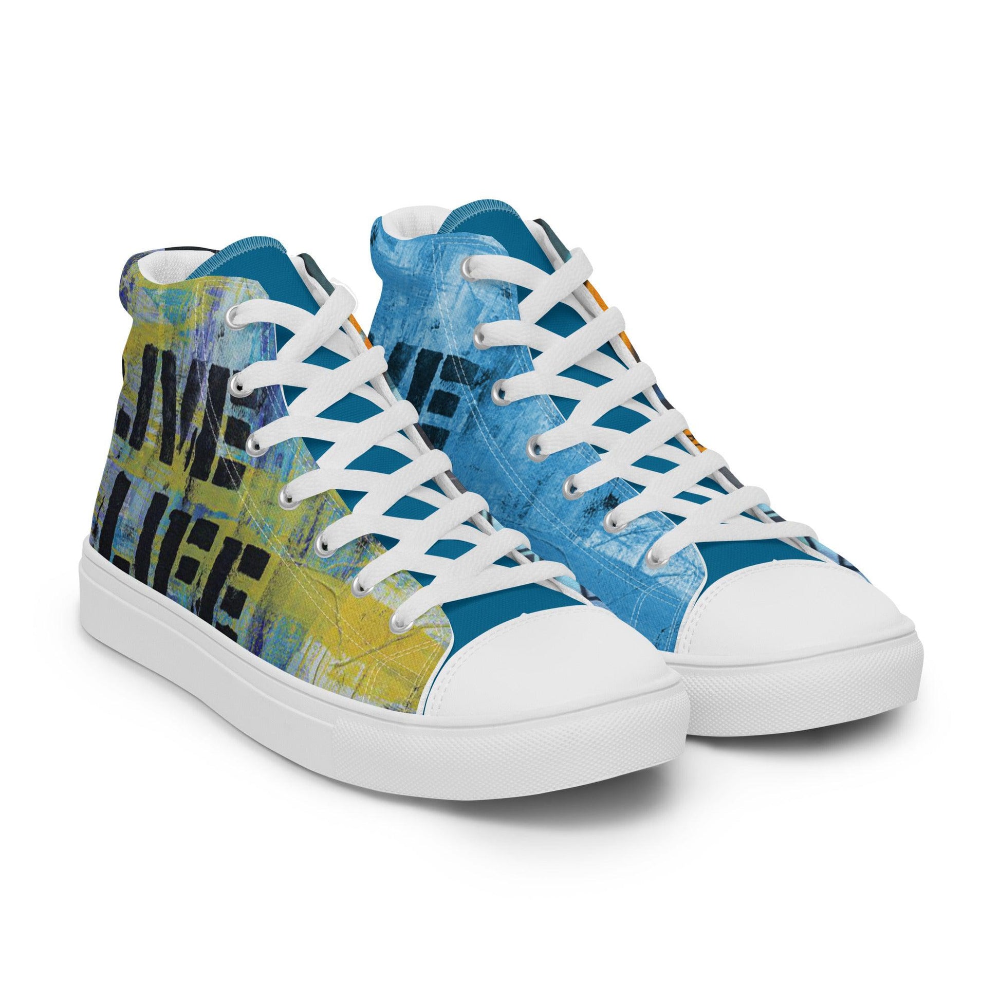 Live Life Graffiti high top canvas shoes -UNISEX