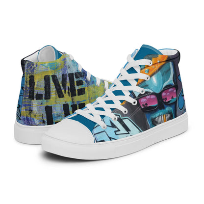 Live Life Graffiti high top canvas shoes -UNISEX