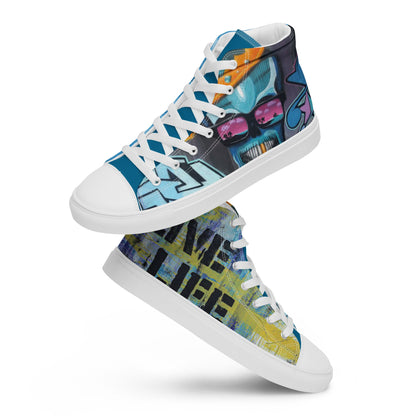 Live Life Graffiti high top canvas shoes -UNISEX