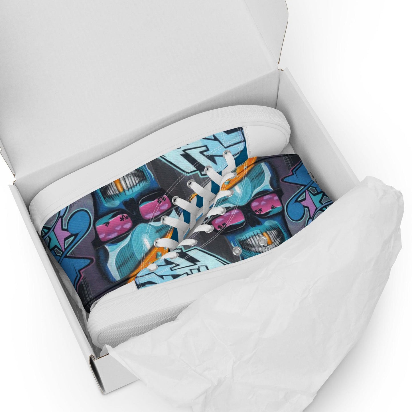 Live Life Graffiti high top canvas shoes -UNISEX