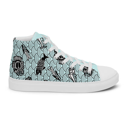 Mayan Fish high top canvas shoes