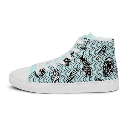 Mayan Fish high top canvas shoes