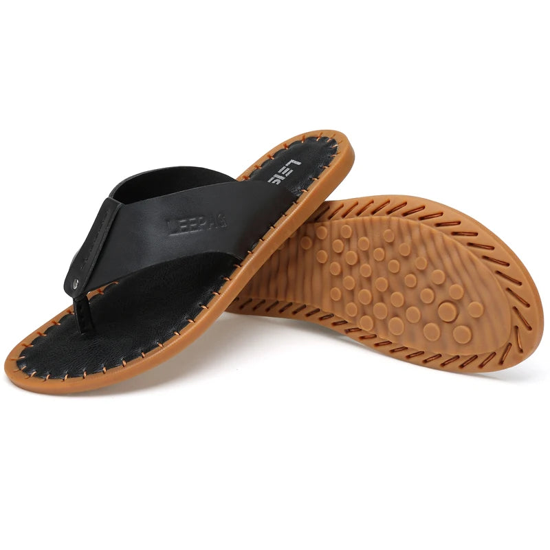 Men's Casual Leather Flip-Flops