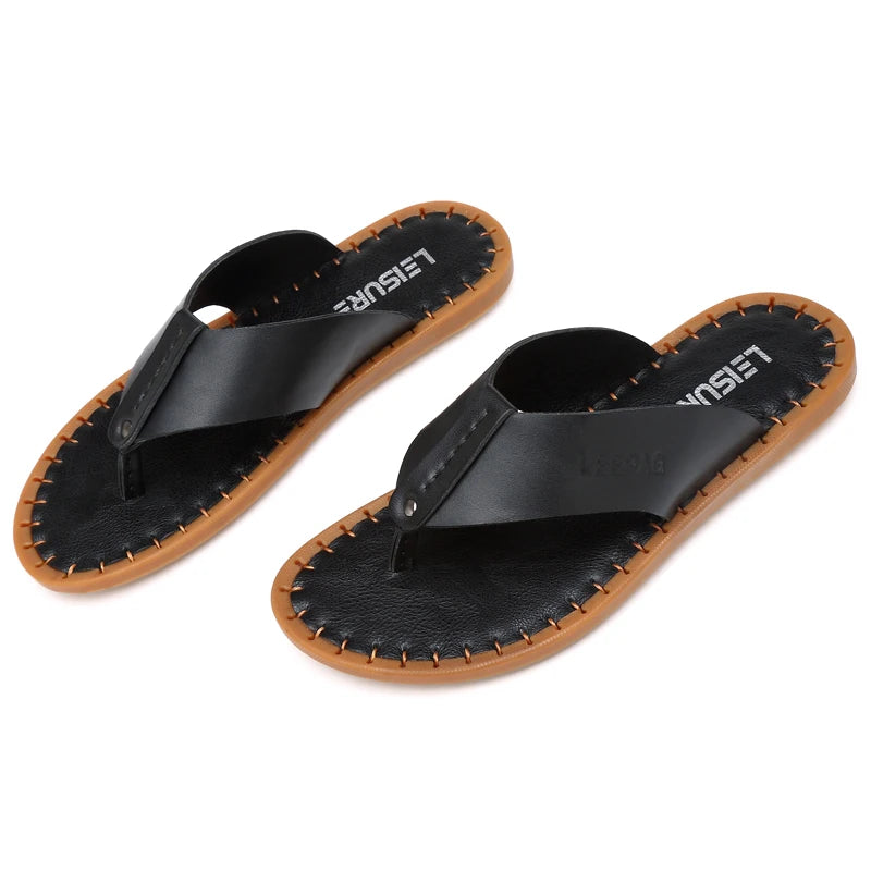 Men's Casual Leather Flip-Flops