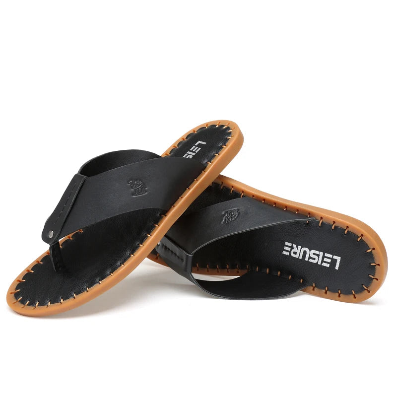 Men's Casual Leather Flip-Flops