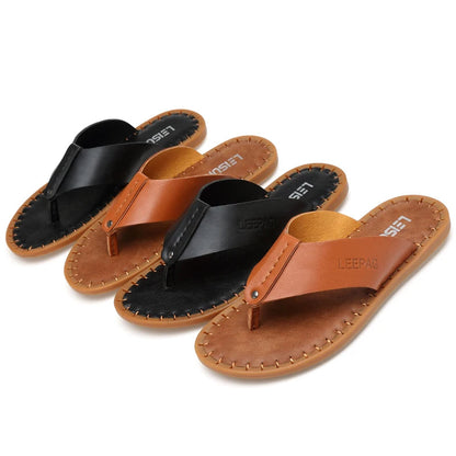 Men's Casual Leather Flip-Flops