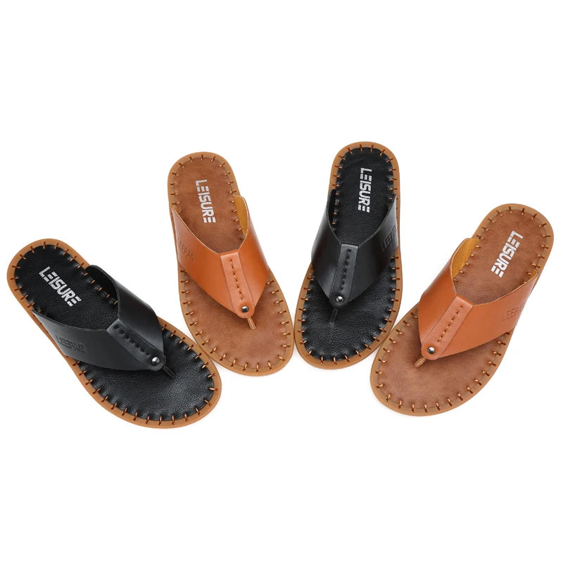 Men's Casual Leather Flip-Flops