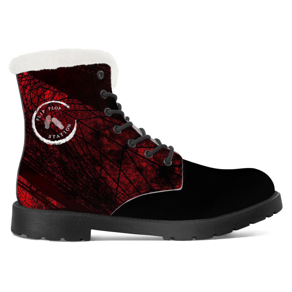 Men's High-Top Faux Leather Boots with Fractal Design