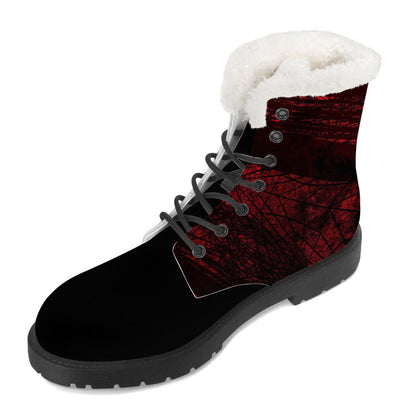 Men's High-Top Faux Leather Boots with Fractal Design