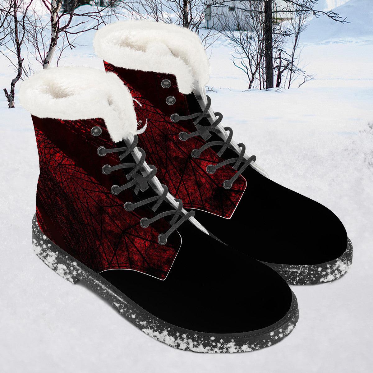 Men's High-Top Faux Leather Boots with Fractal Design