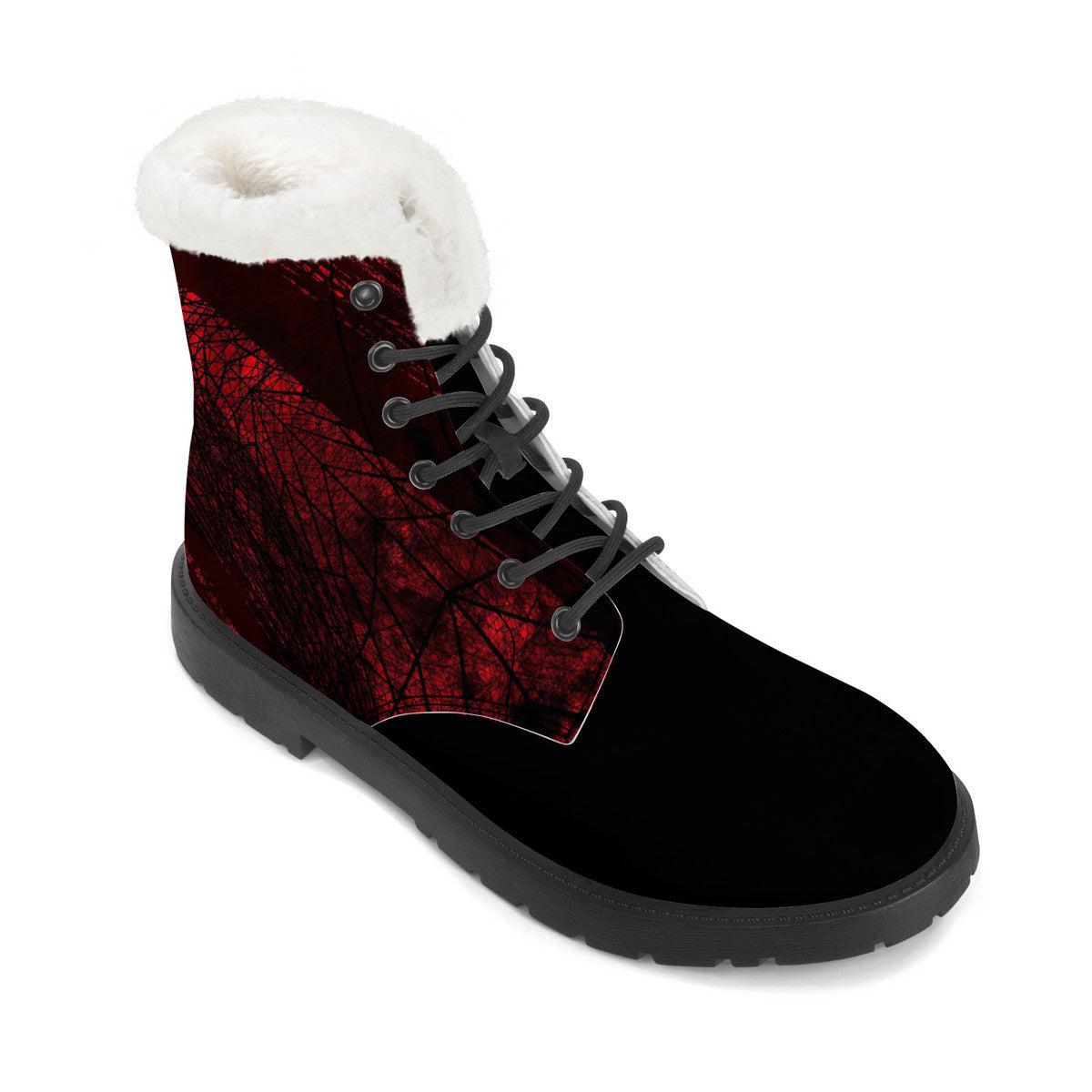 Men's High-Top Faux Leather Boots with Fractal Design