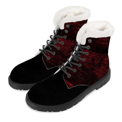 Men's High-Top Faux Leather Boots with Fractal Design