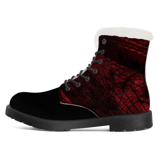 Men's High-Top Faux Leather Boots with Fractal Design