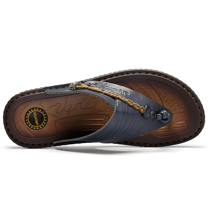 Rope Bound Men's Leather Sport Flip-flops