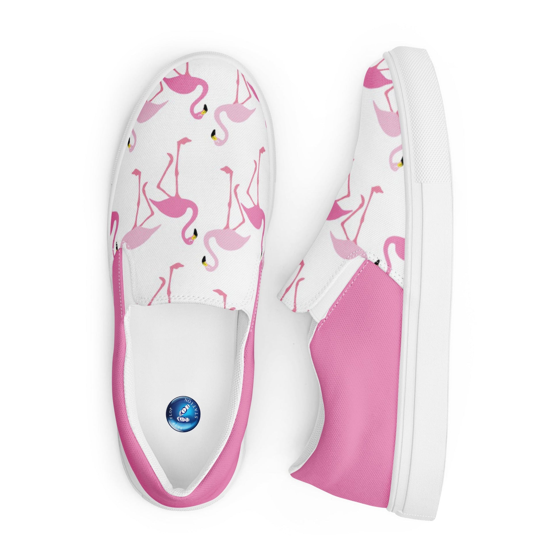 Pink Flamingo women's slip-on canvas shoes