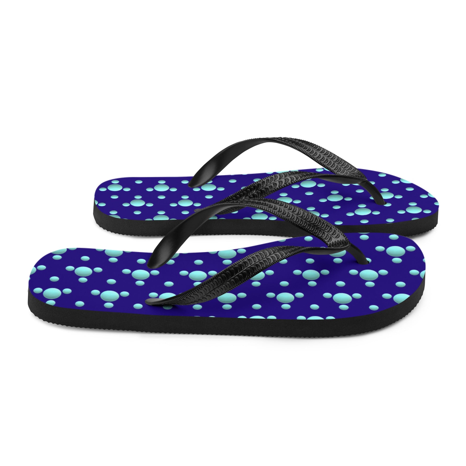 Polka Blue Planets Flip-Flops