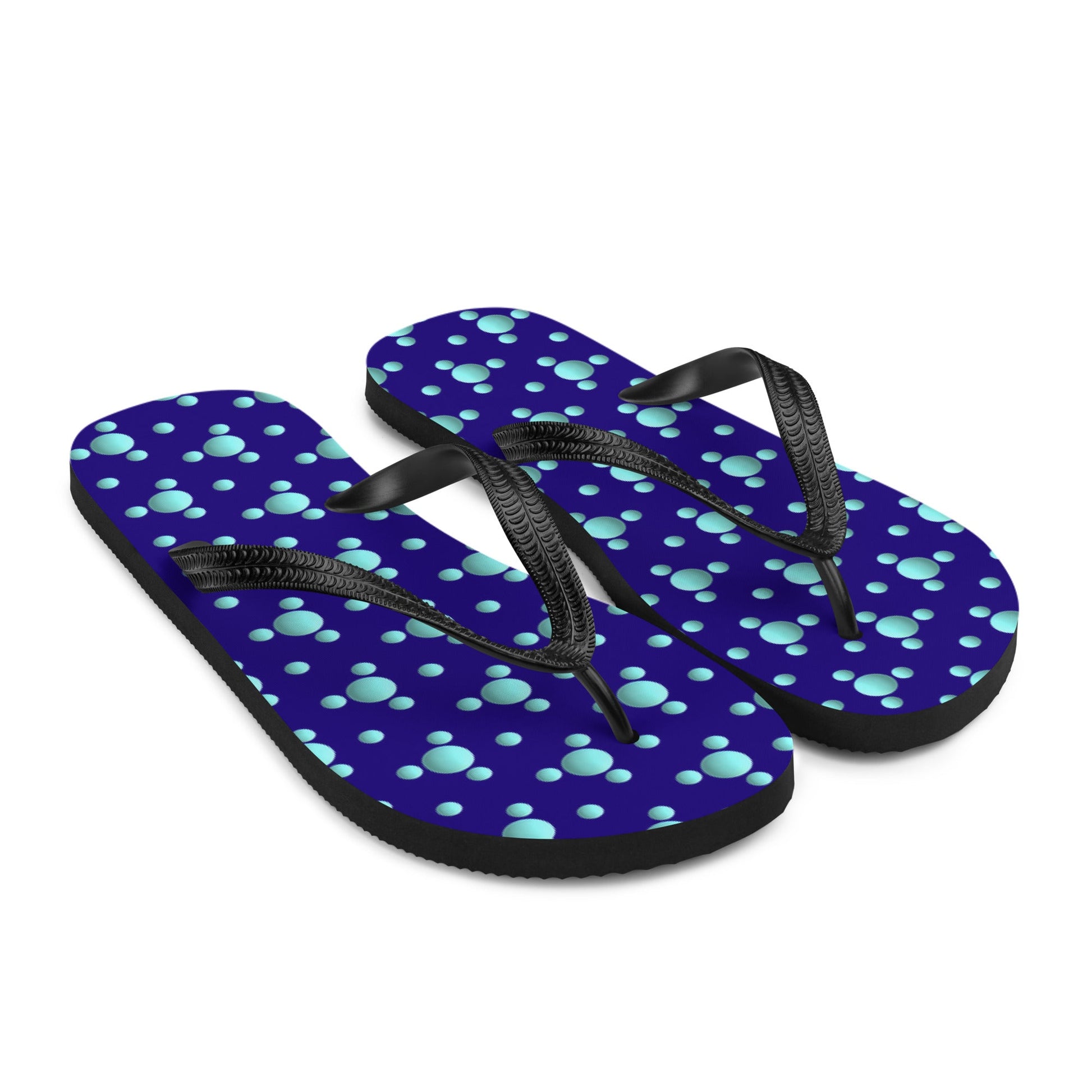 Polka Blue Planets Flip-Flops