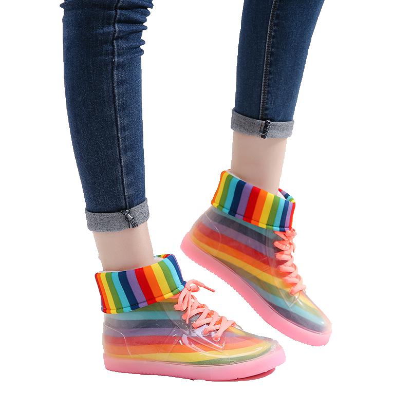 Rainbow Jelly Ankle Rain Boots