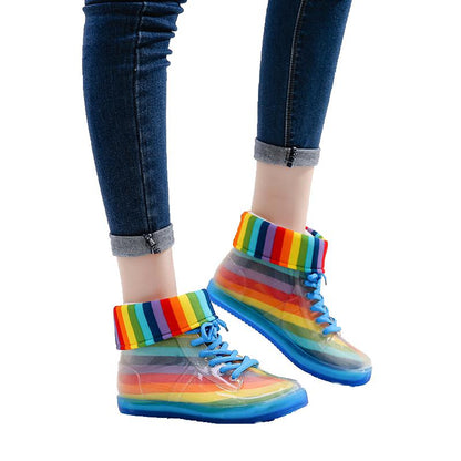 Rainbow Jelly Ankle Rain Boots