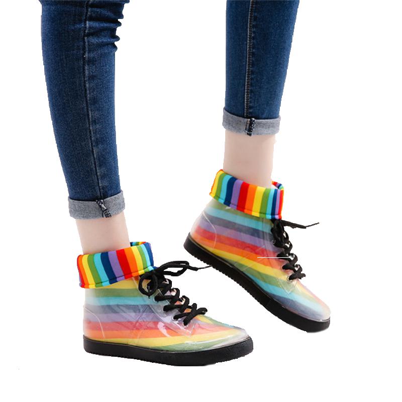 Rainbow Jelly Ankle Rain Boots