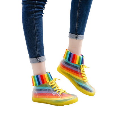 Rainbow Jelly Ankle Rain Boots