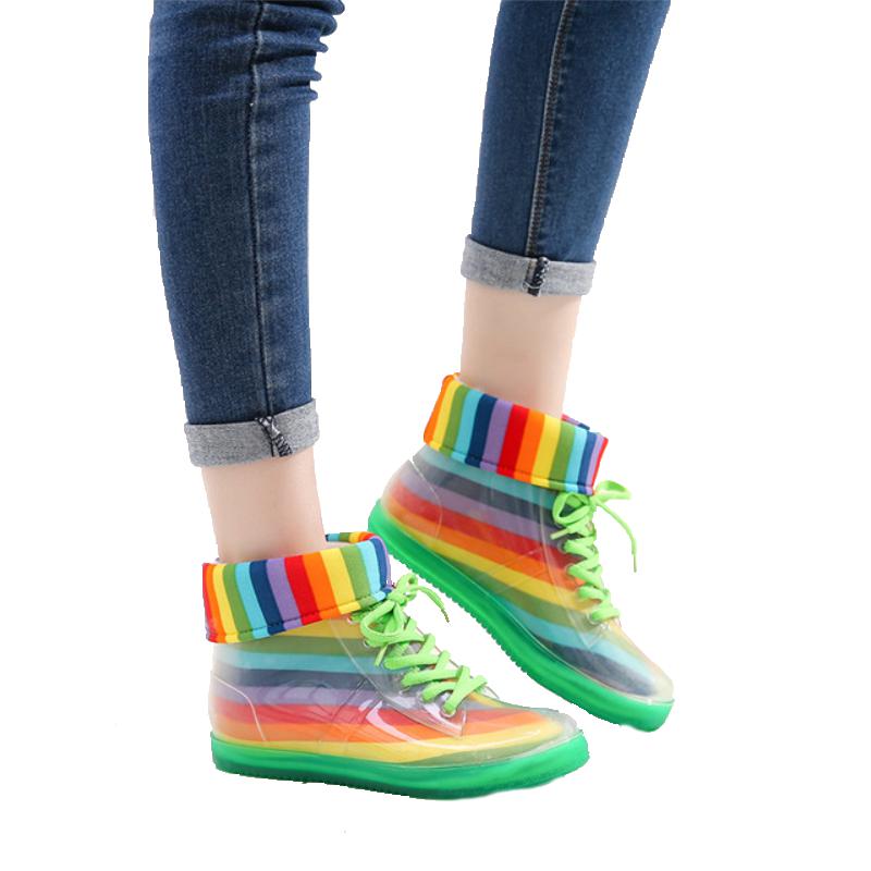 Rainbow Jelly Ankle Rain Boots