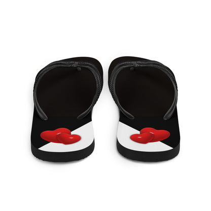 Red, Black & White Hearts -Designer Flip Flops.