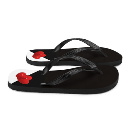 Red, Black & White Hearts -Designer Flip Flops.