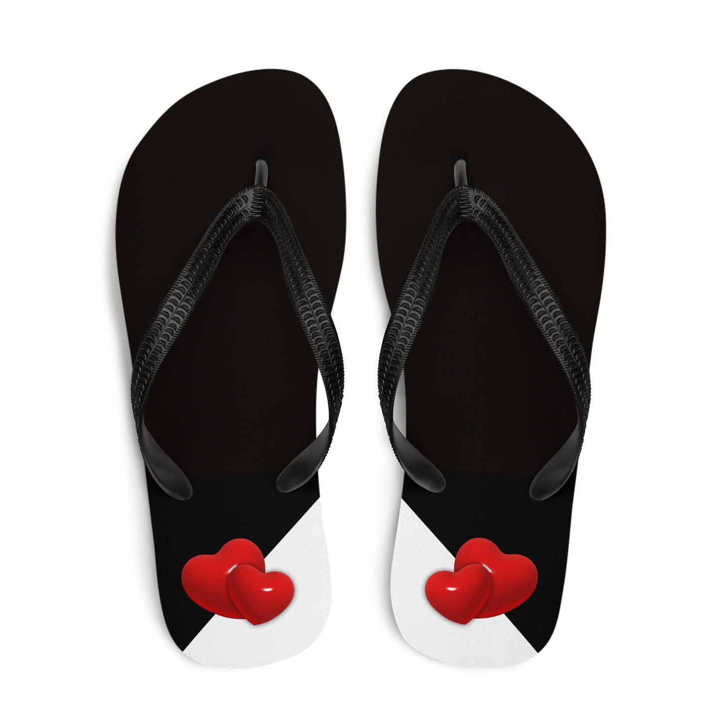 Red, Black & White Hearts -Designer Flip Flops.