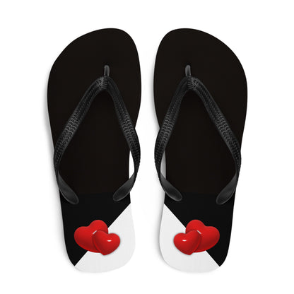 Red, Black & White Hearts -Designer Flip Flops.